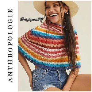 NWT, Anthropologie, Rainbow Crochet Poncho and Skirt